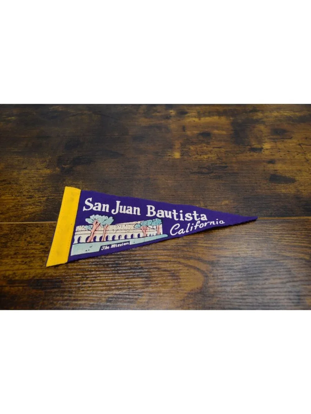 Vintage Felt Pennant San Juan Bautista California The Mission 9 inches